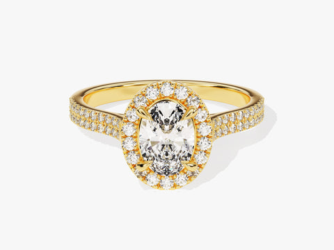 Double Shank Oval Halo Moissanite Engagement Ring (1.00 CT)
