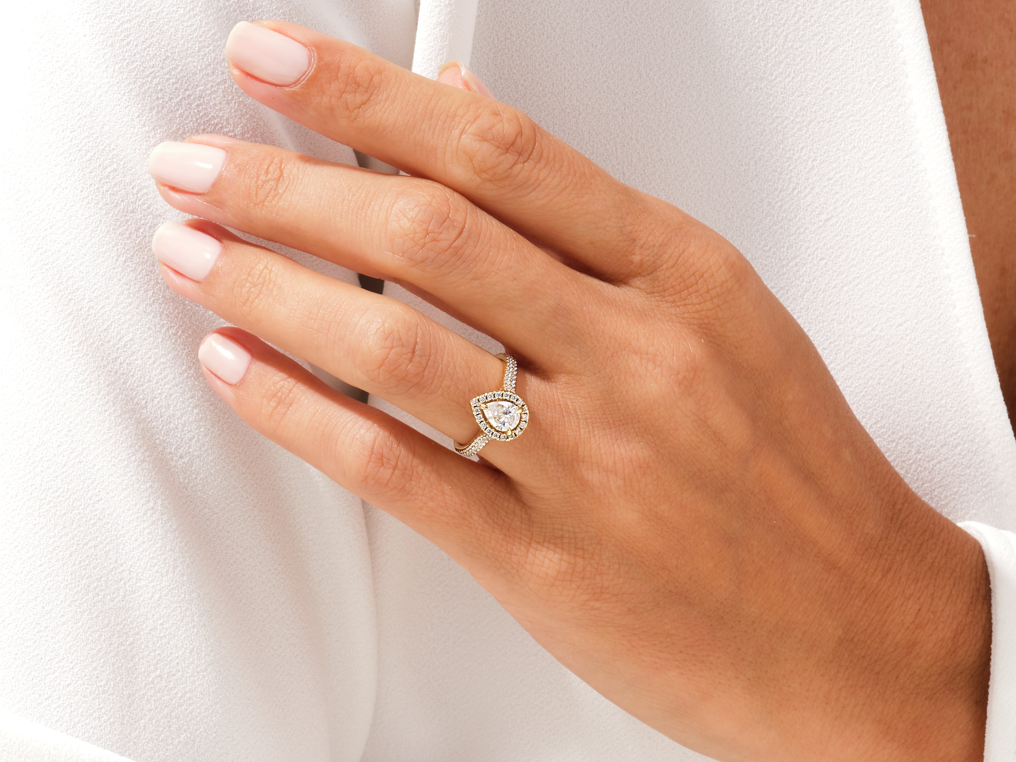 Diamond engagement ring on a woman's hand