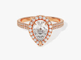 Rose gold pear diamond halo engagement ring