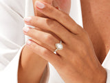 Pear-shaped diamond engagement ring with halo, jewelry for her