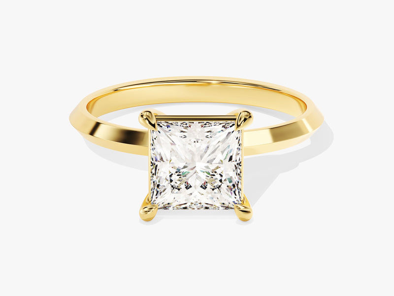 Gold ring with princess cut diamond engagement ring