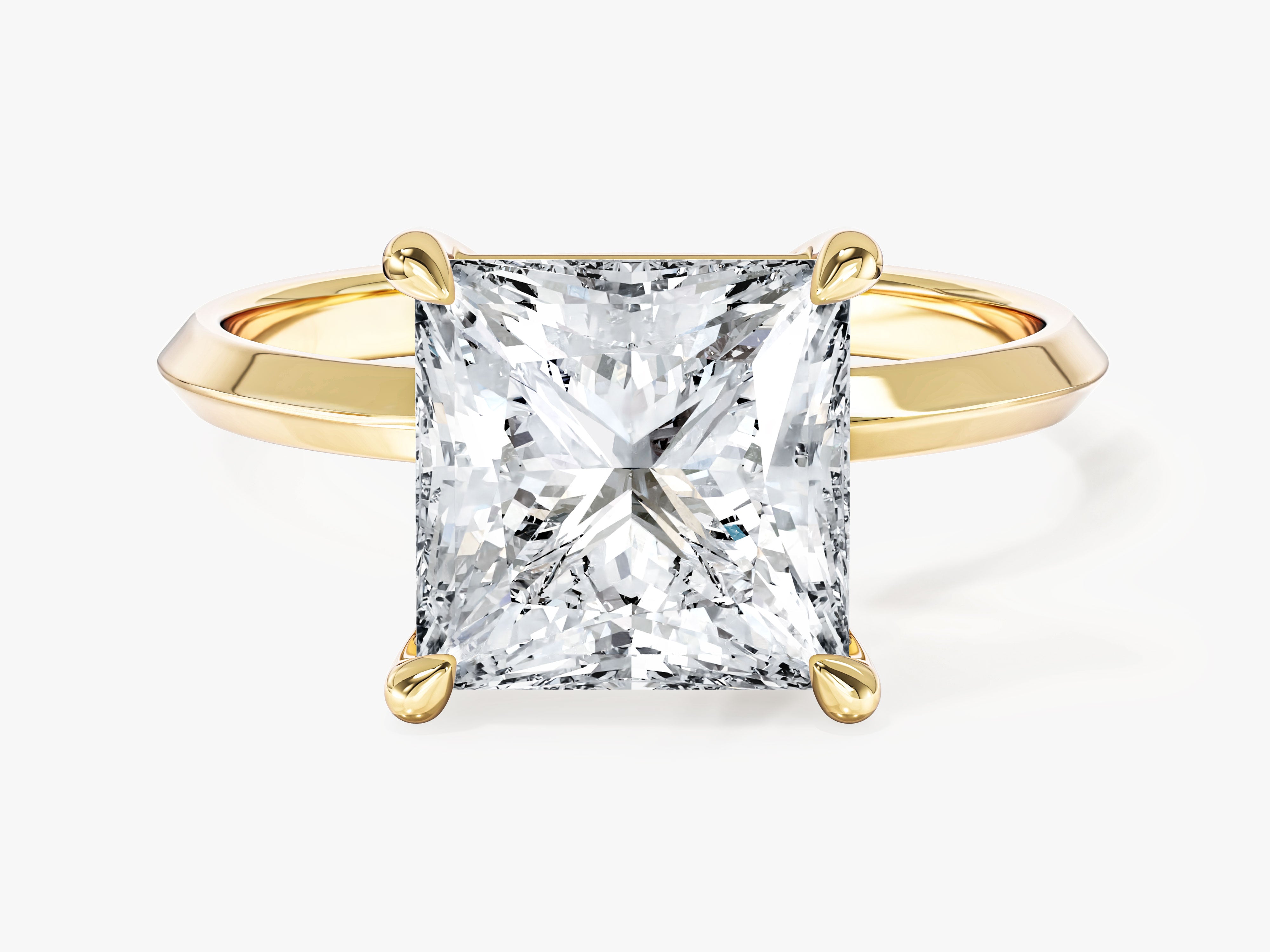 Labordiamant Verlobungsring im Prinzessschliff mit Messer-Kante (3,00 CT TW)