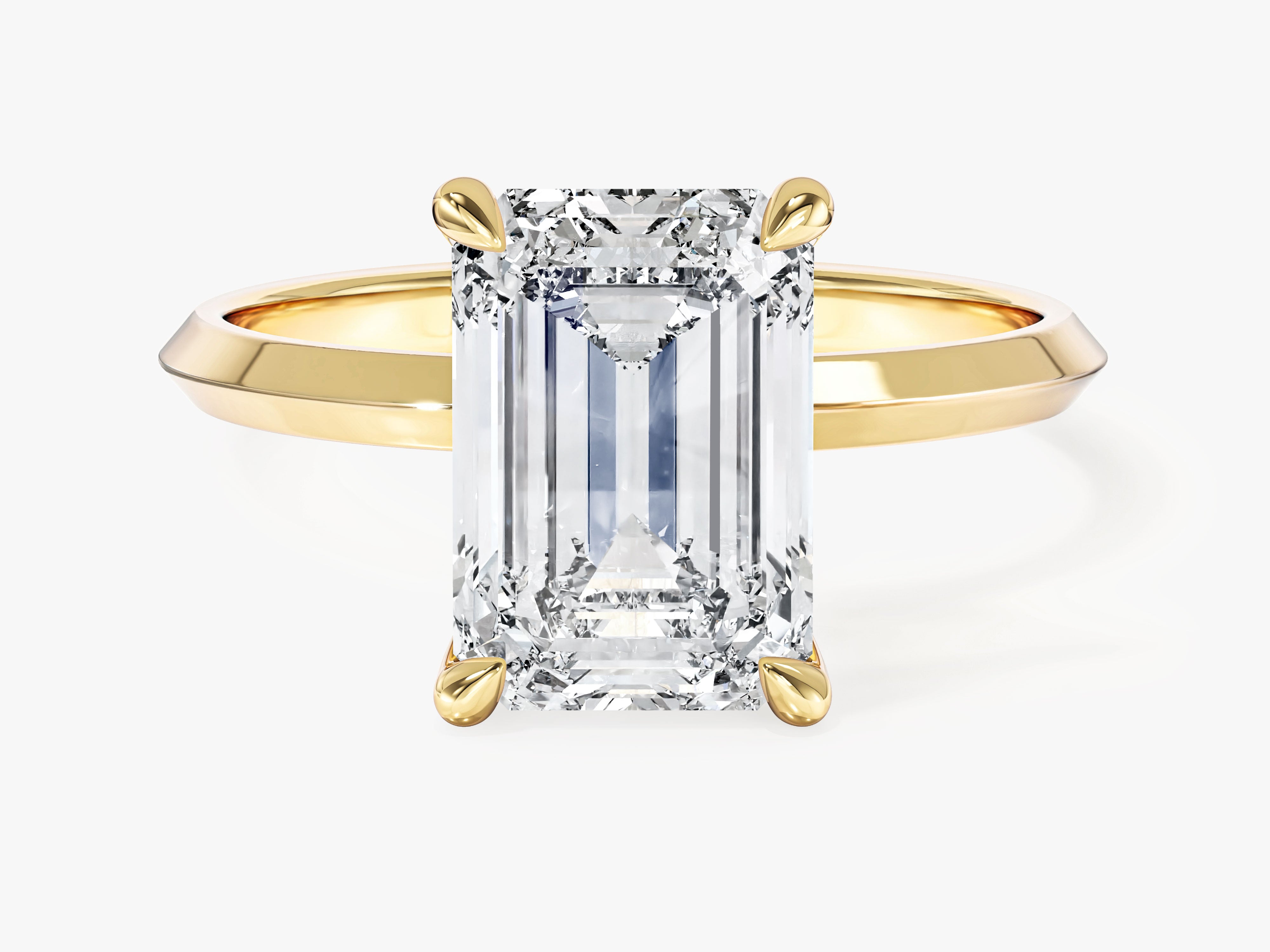 Knife Edge Emerald Lab Grown Diamond Engagement Ring (3.00 CT)