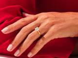 Gold diamond ring on hand, luxury jewelry