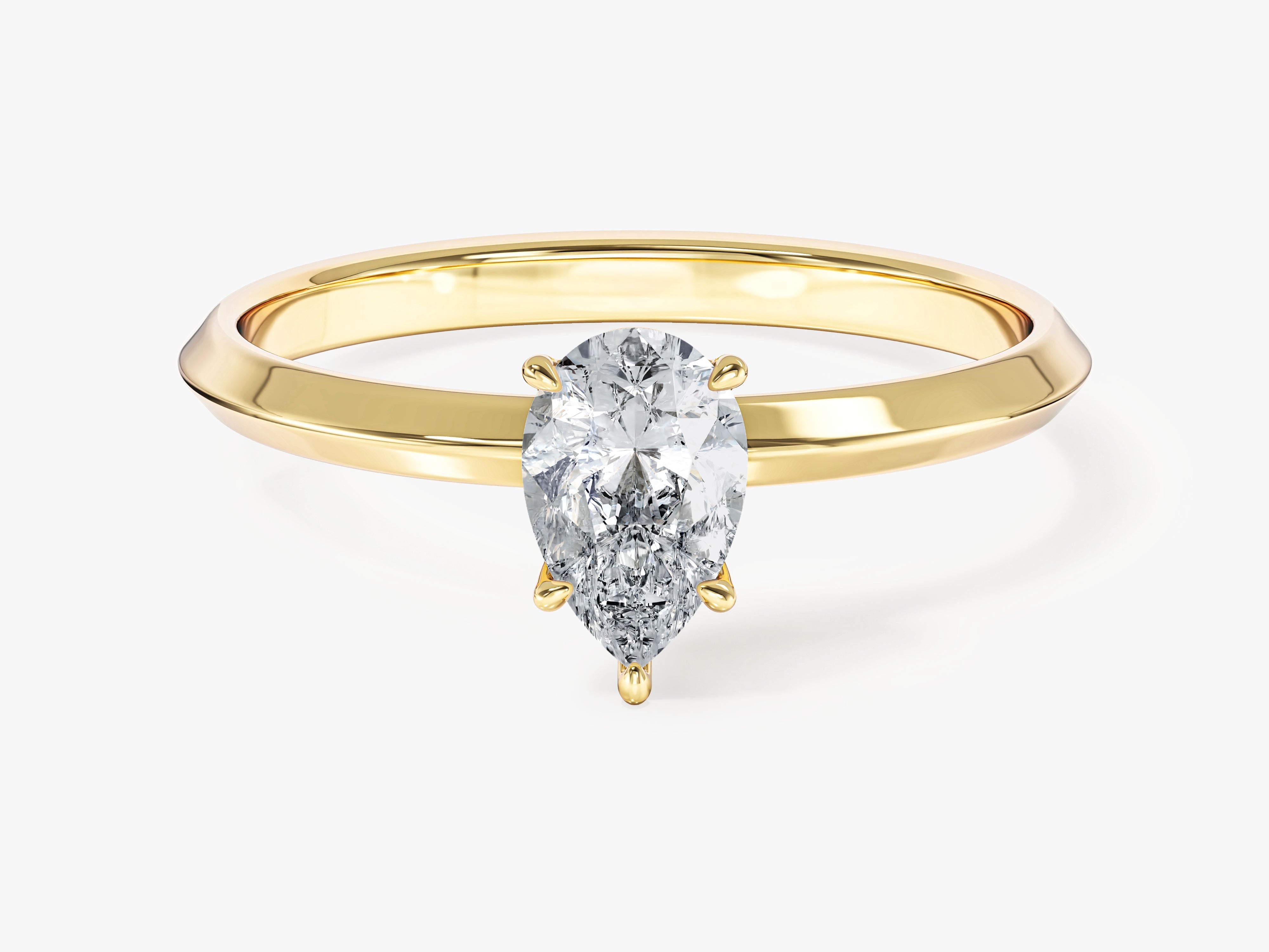 Moissanit Verlobungsring im Tropfenschliff mit Messer-Kante (1,00 CT)