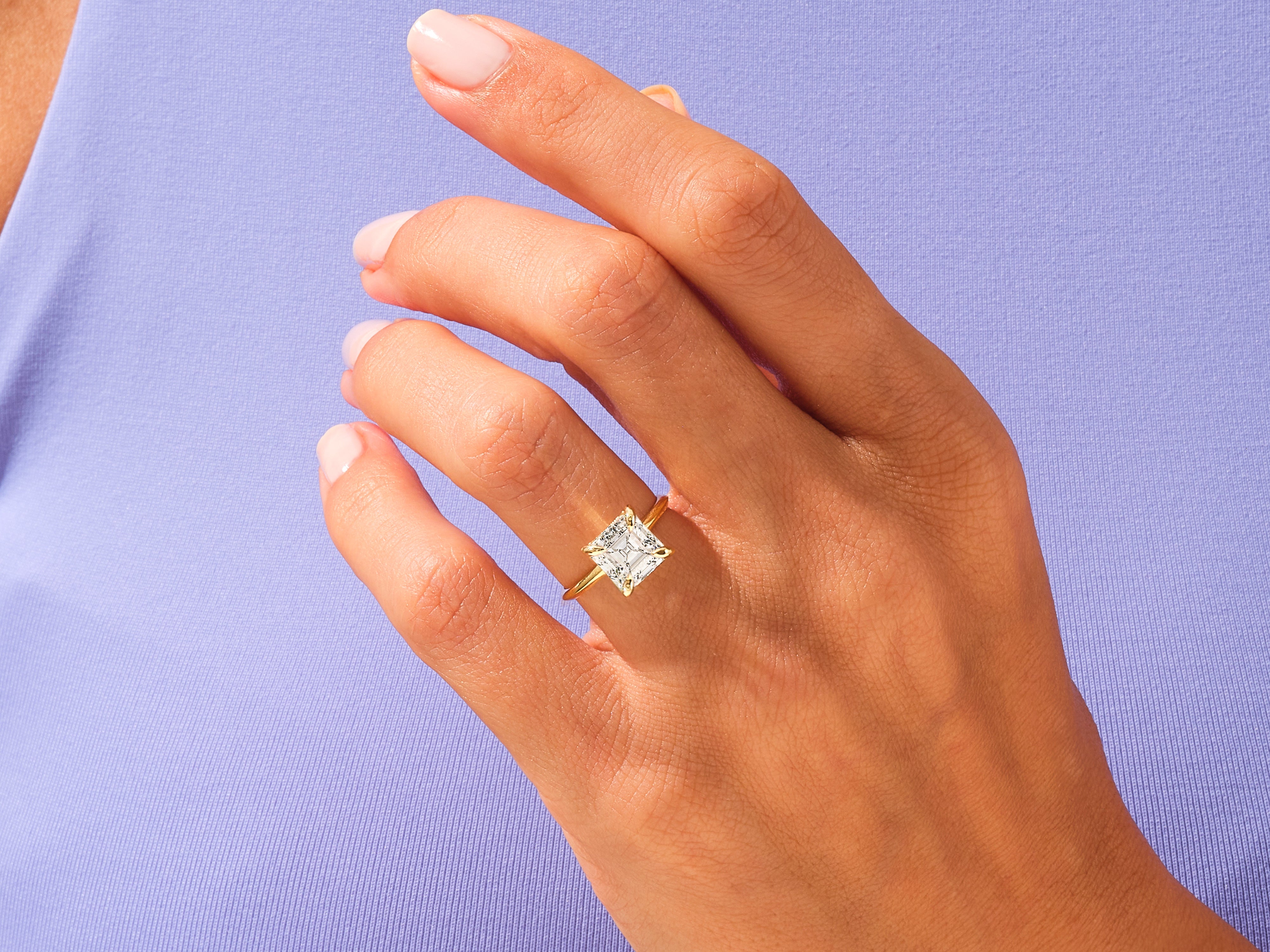 Knife Edge Asscher Lab Grown Diamond Engagement Ring (3.00 CT)