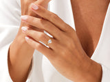 Heart-shaped diamond engagement ring on a woman's hand
