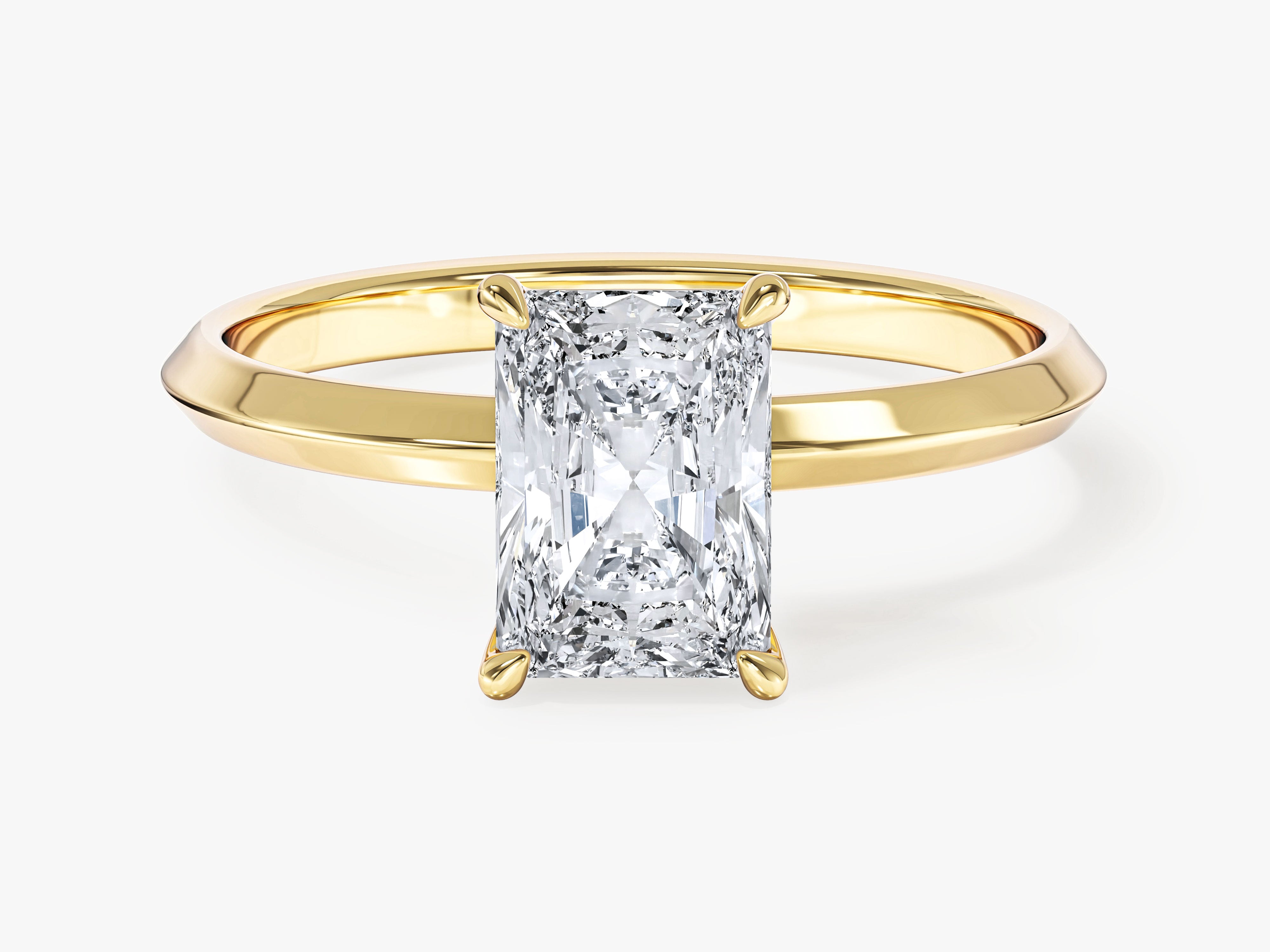 Labordiamant Verlobungsring im Radiantschliff mit Messer-Kante (1.50 CT)