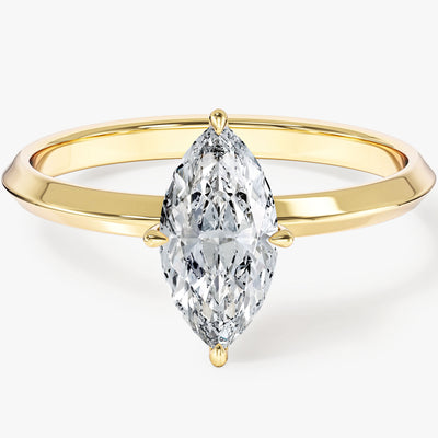 Moissanit Verlobungsring im Marquiseschliff mit Messer-Kante (1,00 CT)