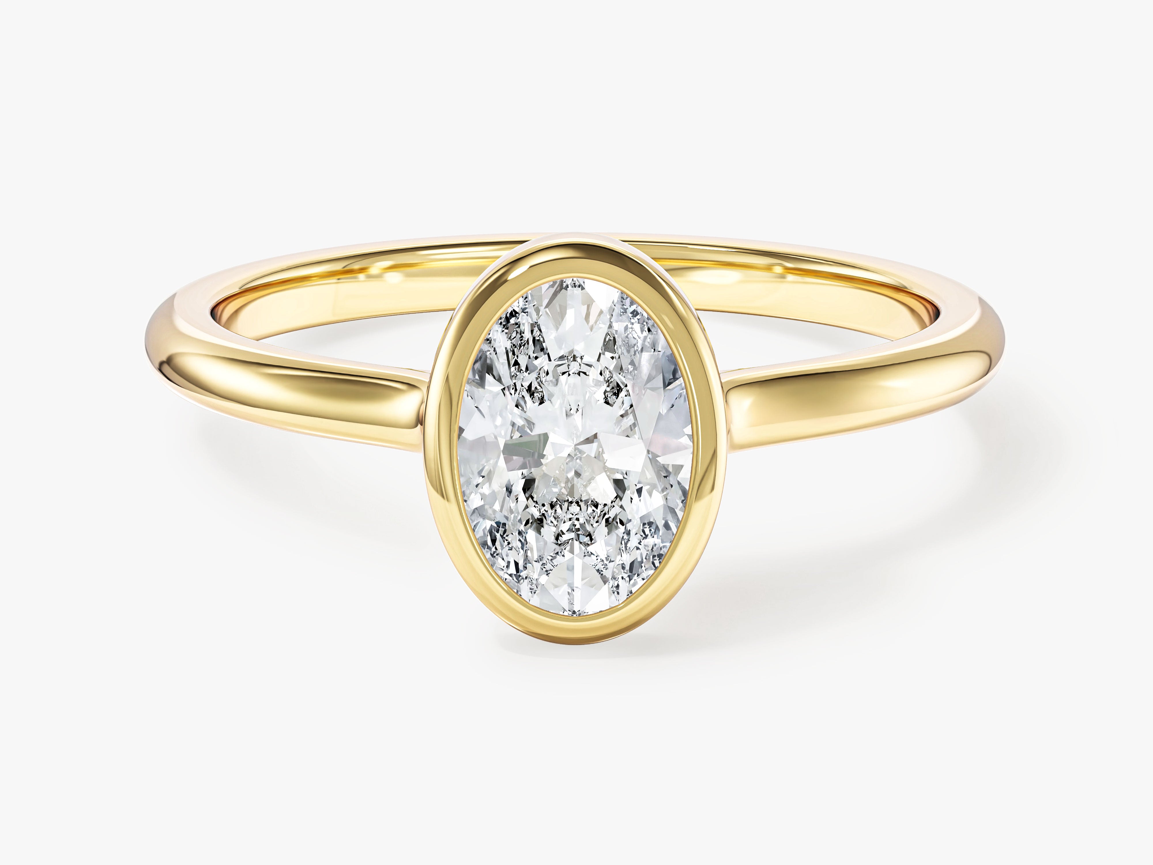 Moissanit Verlobungsring im Bezel-Ovalschliff (1,00 CT)
