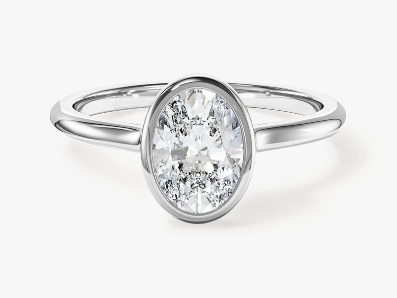 Moissanit Verlobungsring im Bezel-Ovalschliff (1,50 CT)
