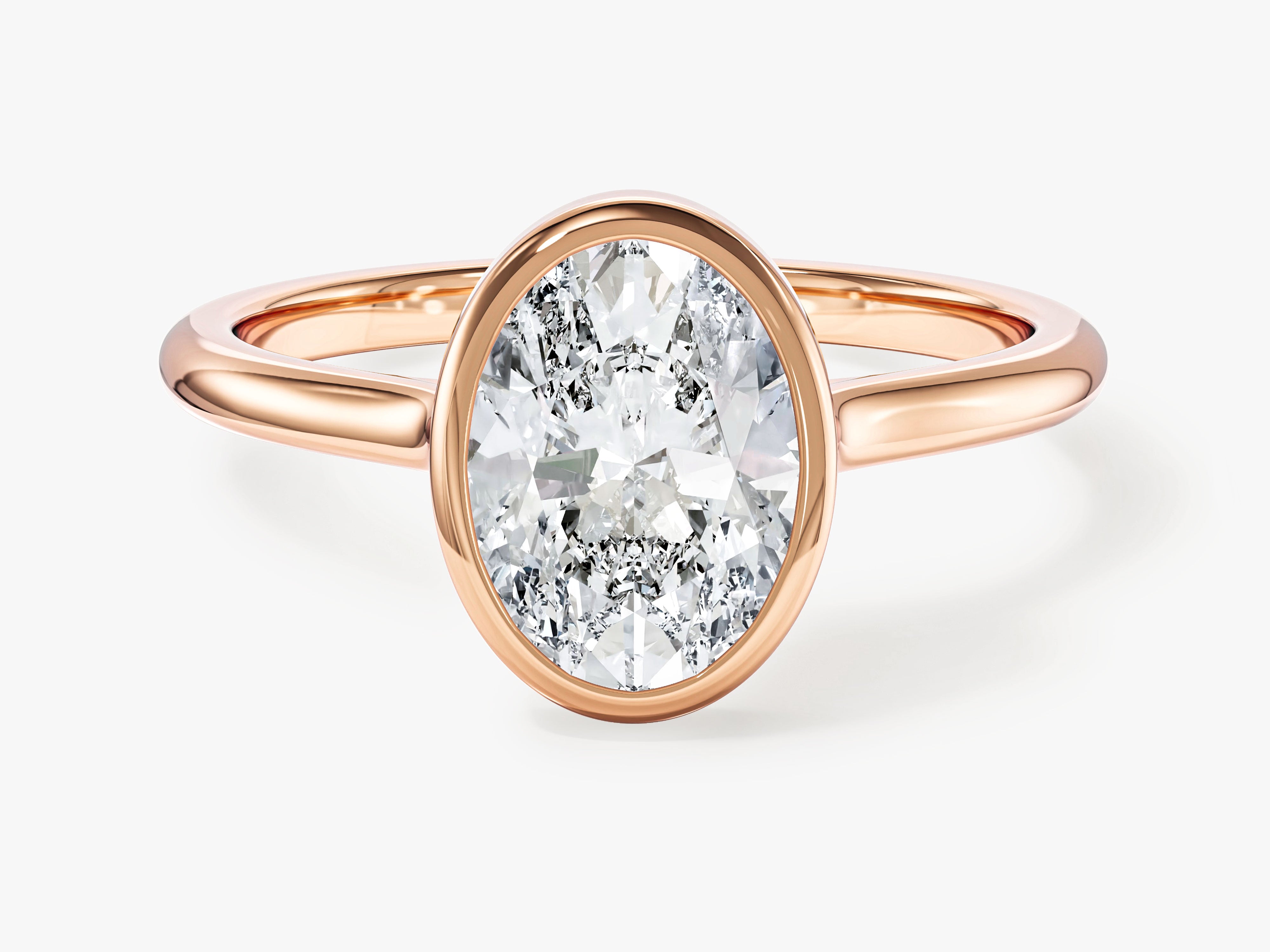 Moissanit Verlobungsring im Bezel-Ovalschliff (2,00 CT)
