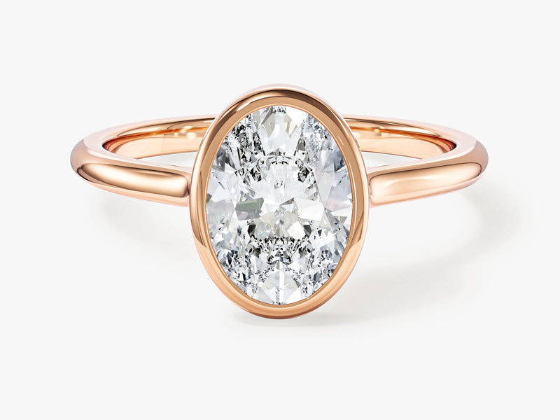 Moissanit Verlobungsring im Bezel-Ovalschliff (2,00 CT)