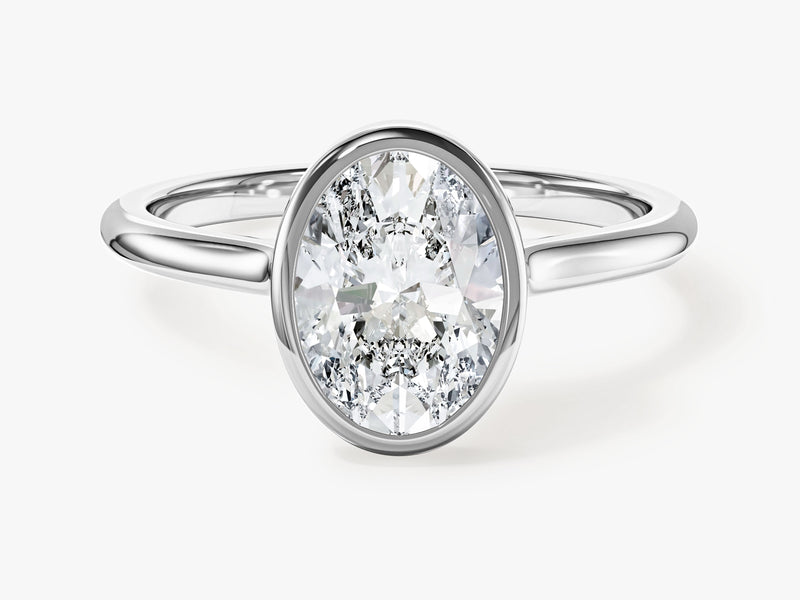Moissanit Verlobungsring im Bezel-Ovalschliff (2,00 CT)