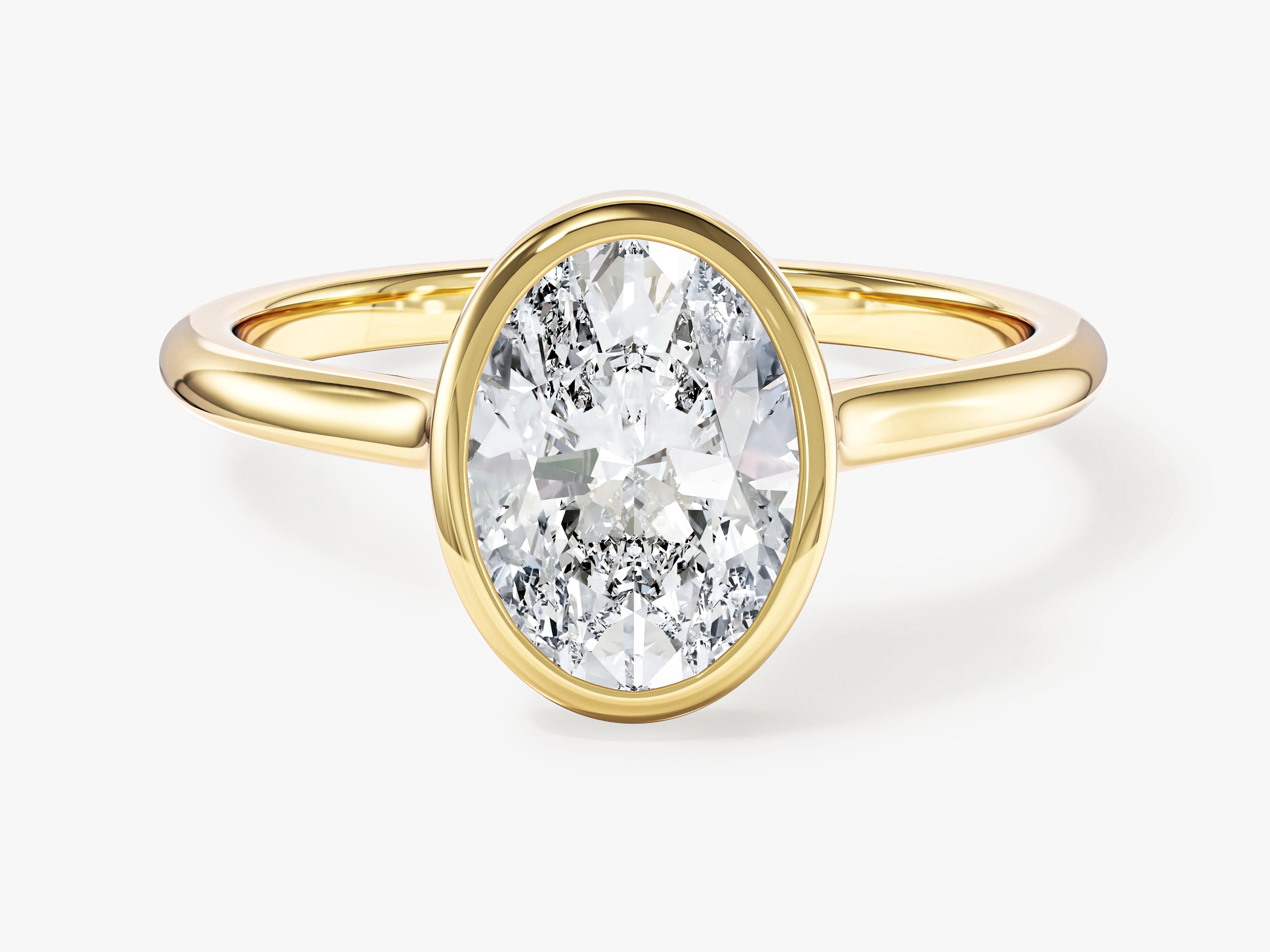 Moissanit Verlobungsring im Bezel-Ovalschliff (2,00 CT)