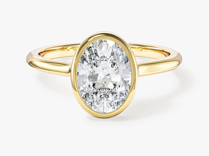 Moissanit Verlobungsring im Bezel-Ovalschliff (2,00 CT)