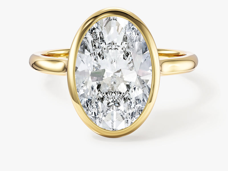 Bezel Oval Lab Grown Diamond Engagement Ring (3.00 CT)