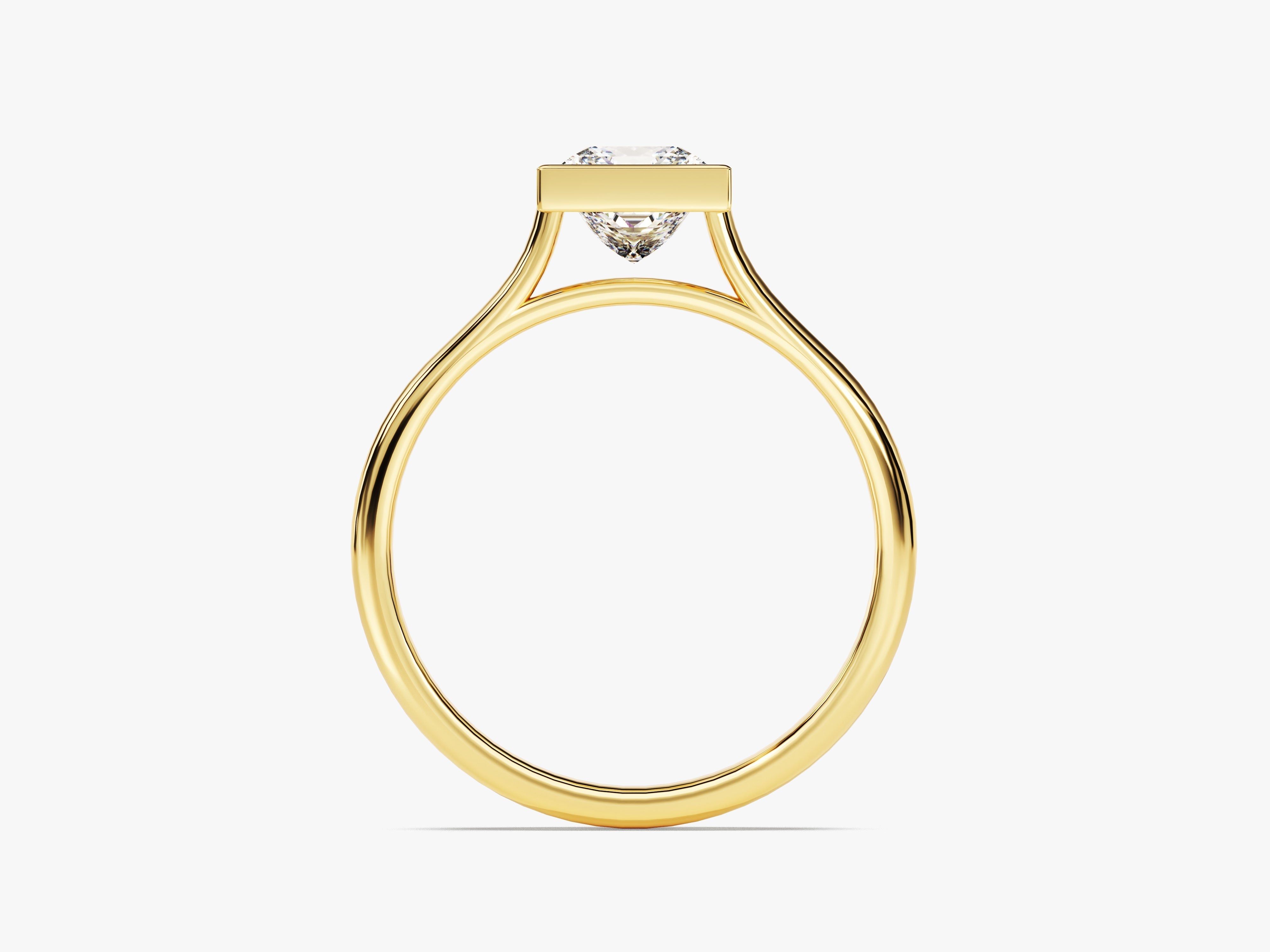 Moissanit Verlobungsring im Bezel-Prinzessschliff (1.00 CT)