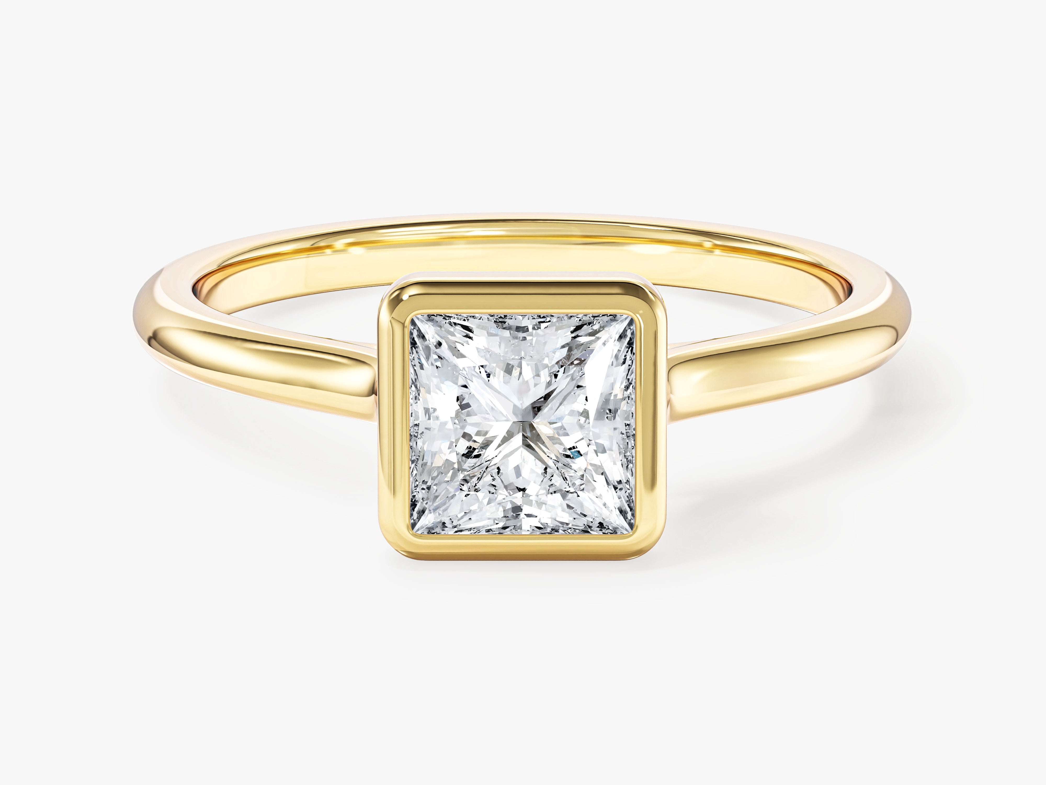 Moissanit Verlobungsring im Bezel-Prinzessschliff (1,00 CT)