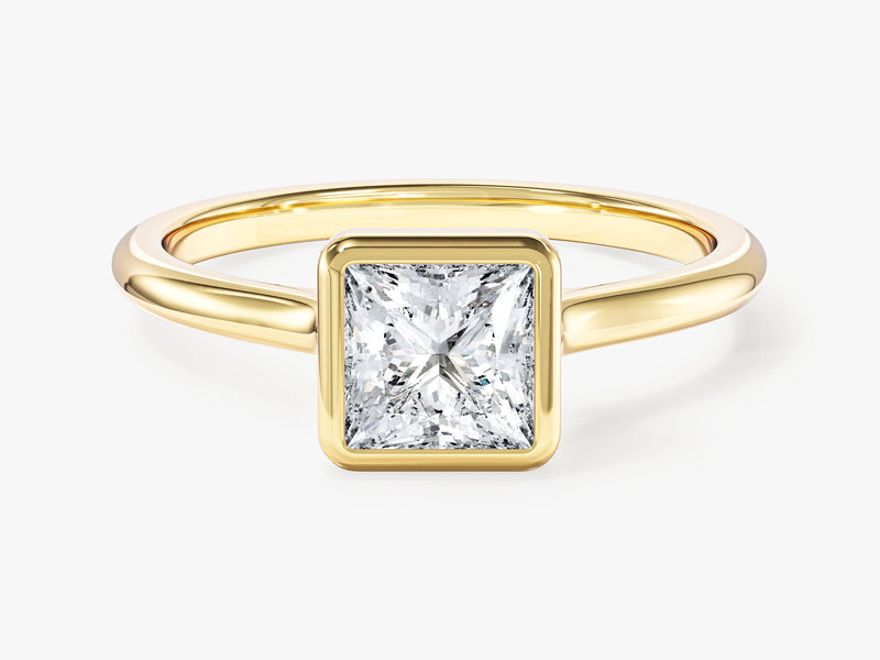 Moissanit Verlobungsring im Bezel-Prinzessschliff (1,00 CT)