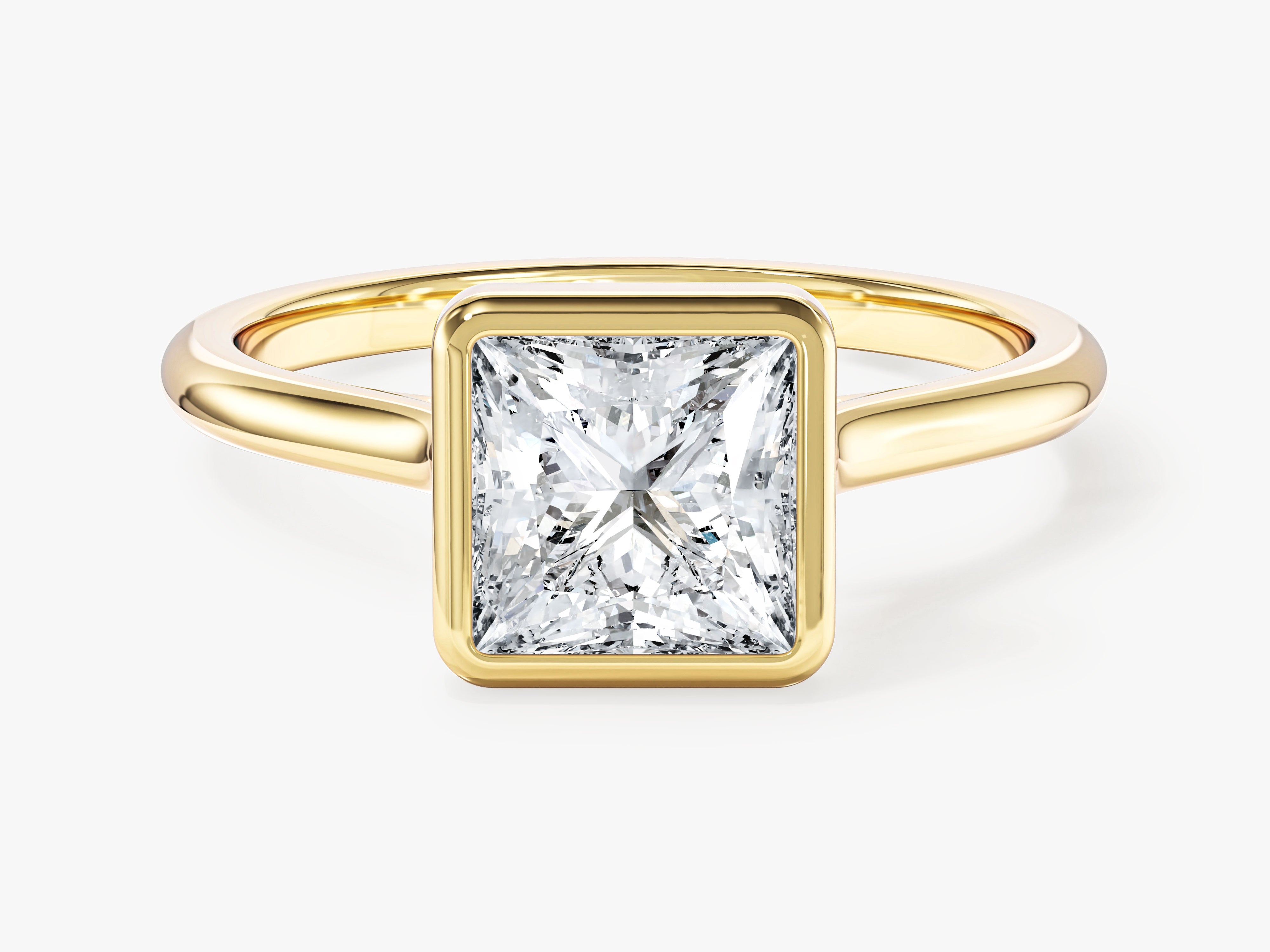 Moissanit Verlobungsring im Bezel-Prinzessschliff (1,50 CT)