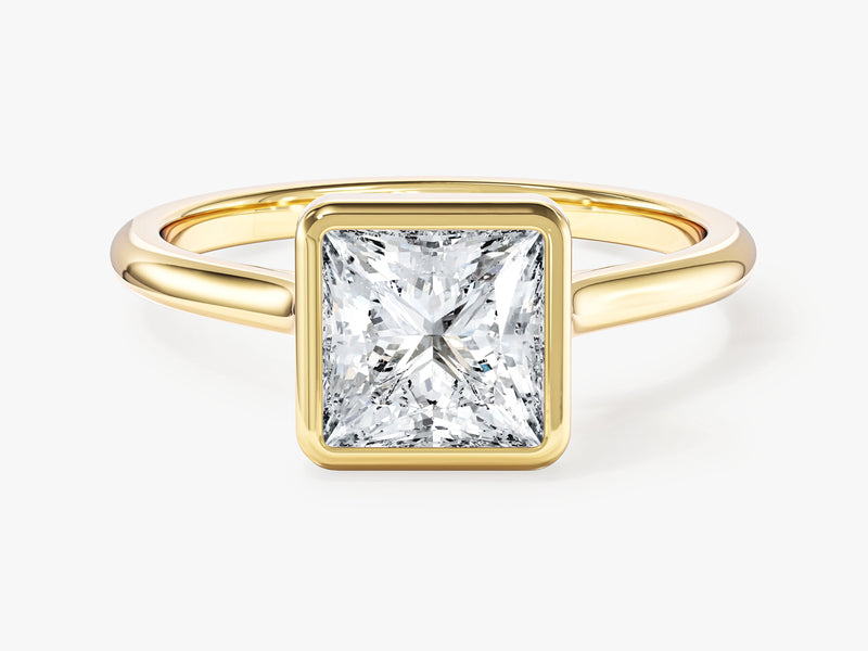 Moissanit Verlobungsring im Bezel-Prinzessschliff (1,50 CT)