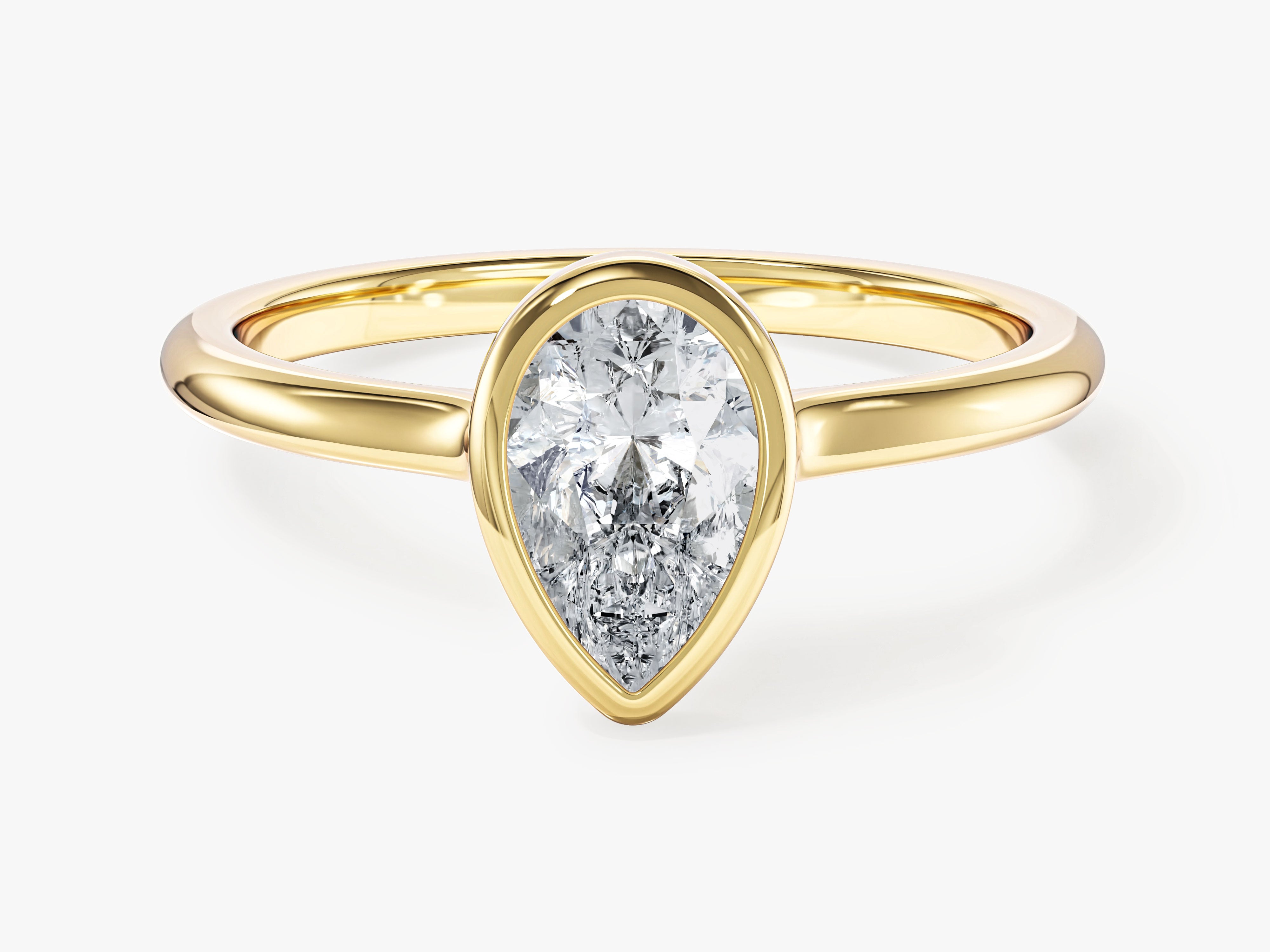 Moissanit Verlobungsring im Bezel-Tropfenschliff (1,00 CT)
