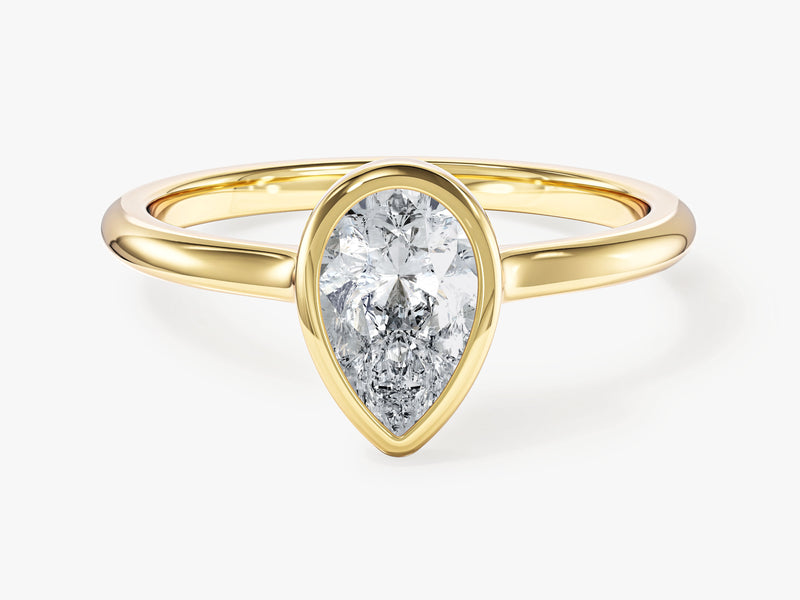 Moissanit Verlobungsring im Bezel-Tropfenschliff (1,00 CT)