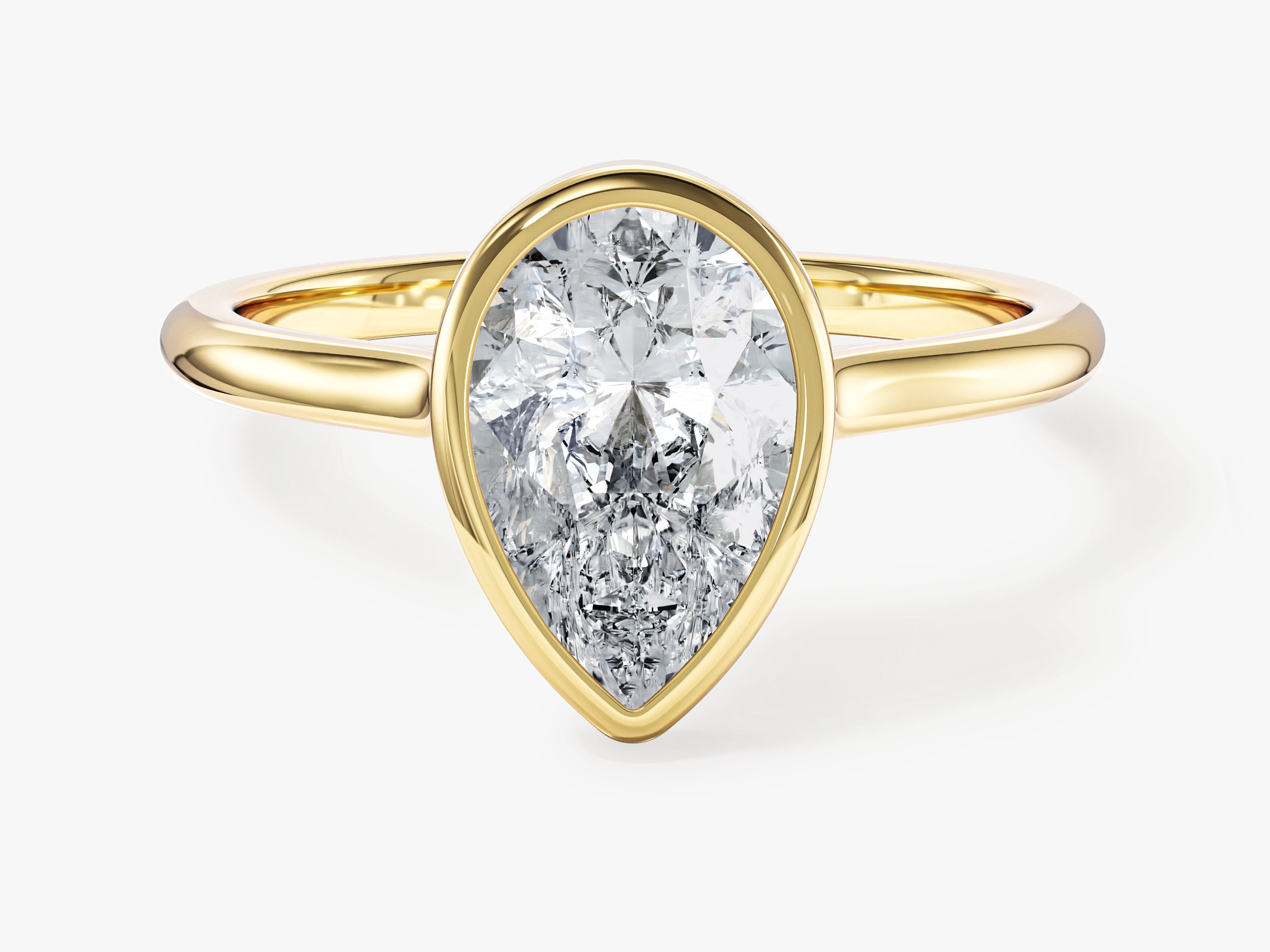 Moissanit Verlobungsring im Bezel-Tropfenschliff (2,00 CT)
