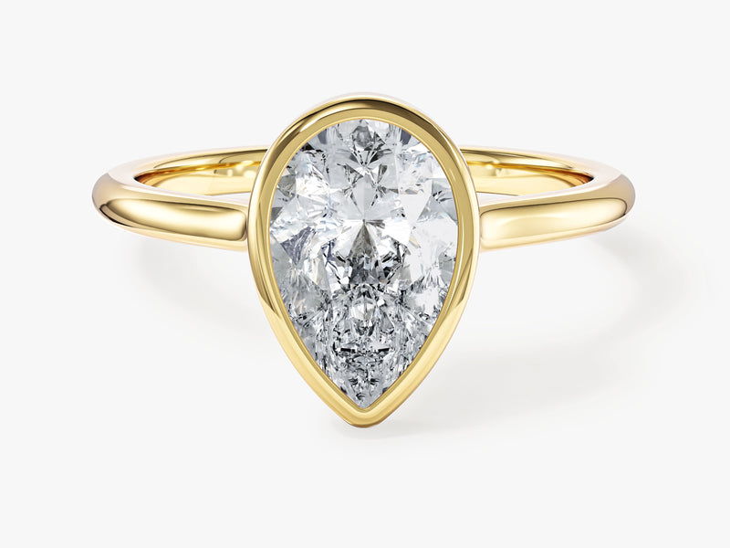 Moissanit Verlobungsring im Bezel-Tropfenschliff (2,00 CT)