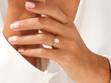 Gold ring with emerald-cut diamond, elegant jewelry for her