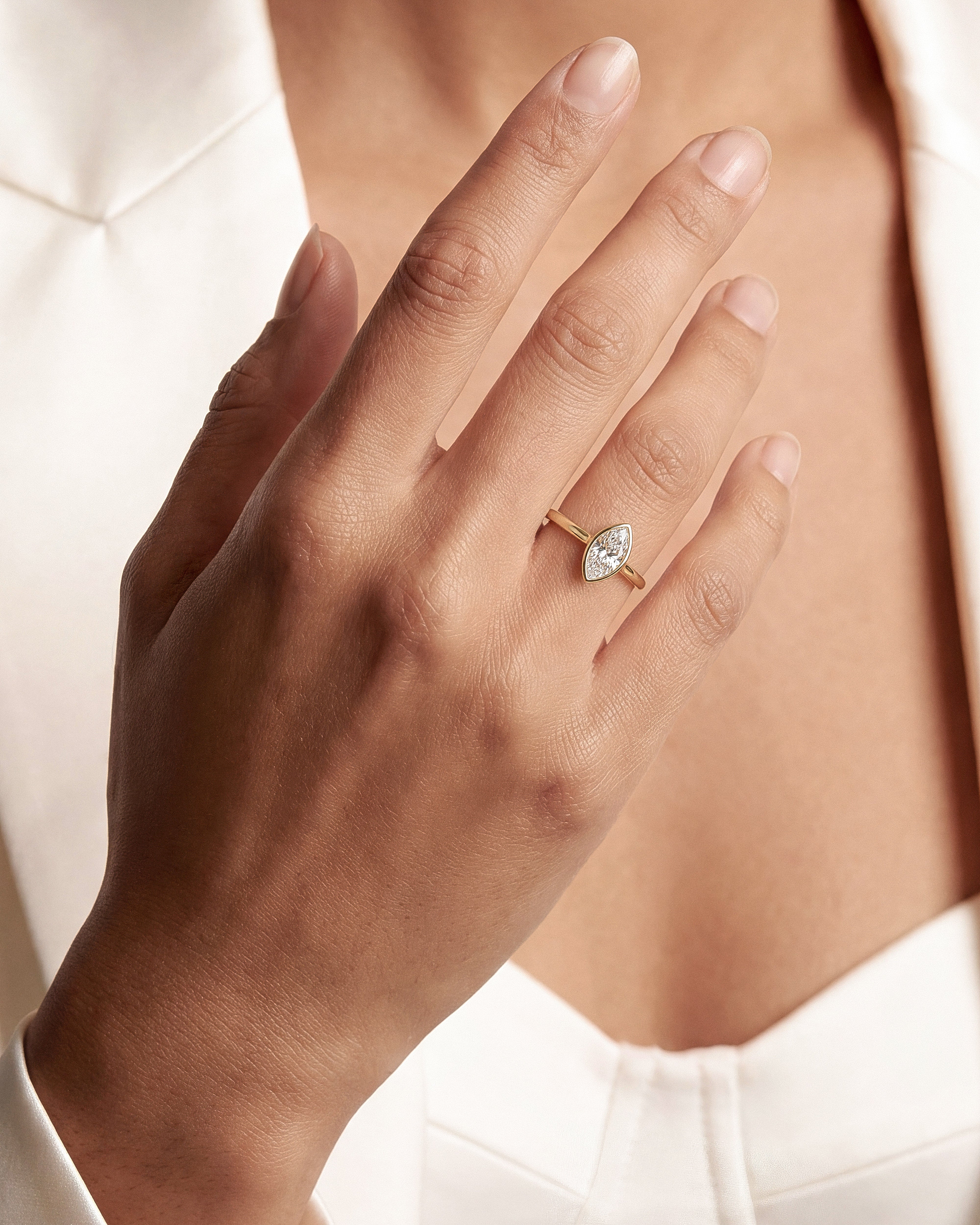Bezel Marquise Moissanite Engagement Ring (1.00 CT)
