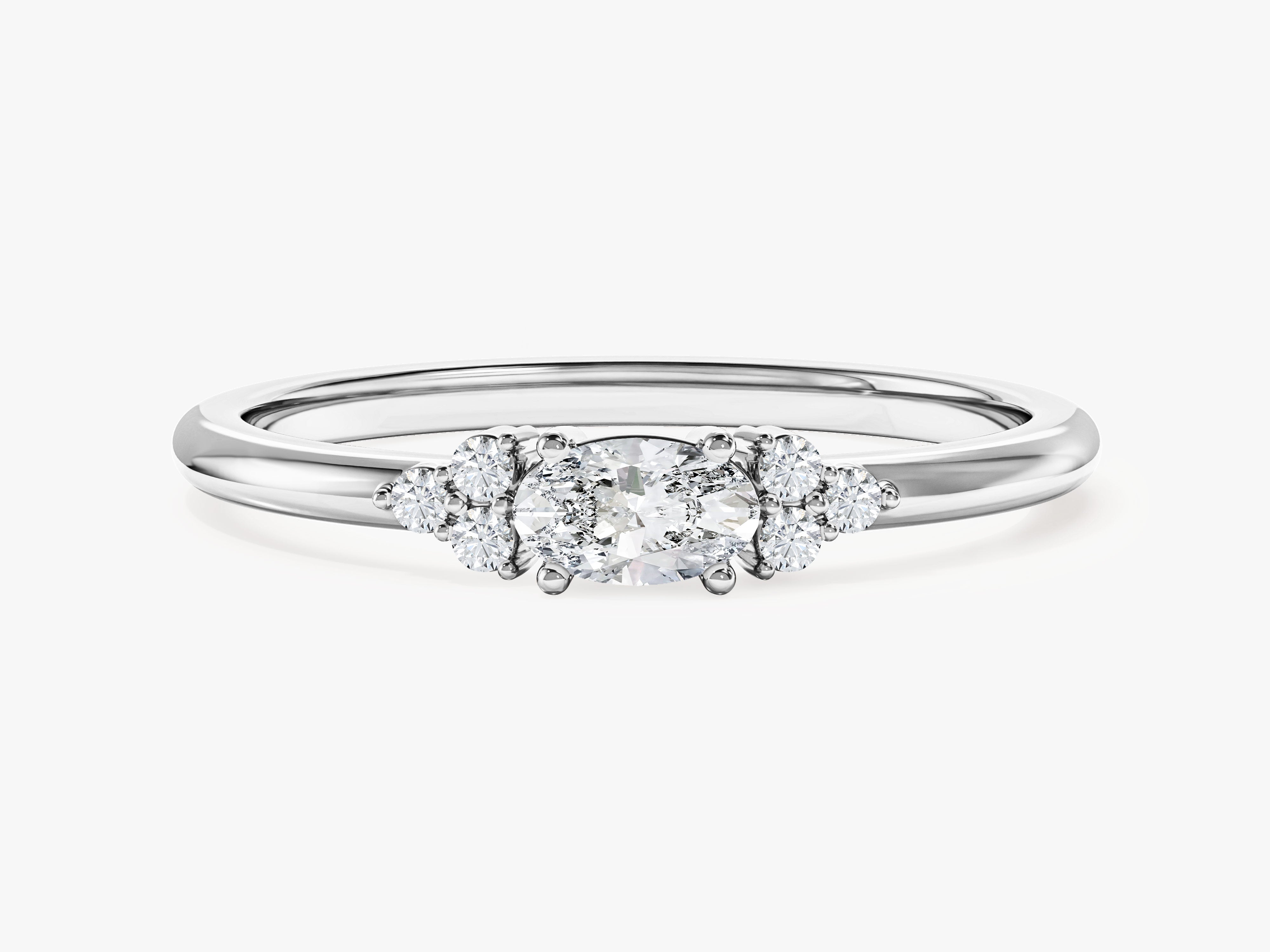 Oval Promise Ring with Sidestones