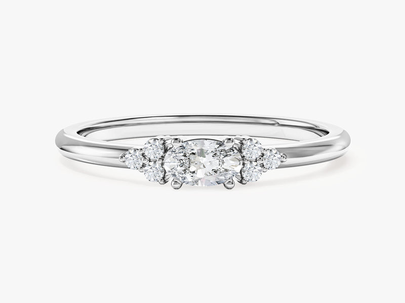 Oval Promise Ring with Sidestones