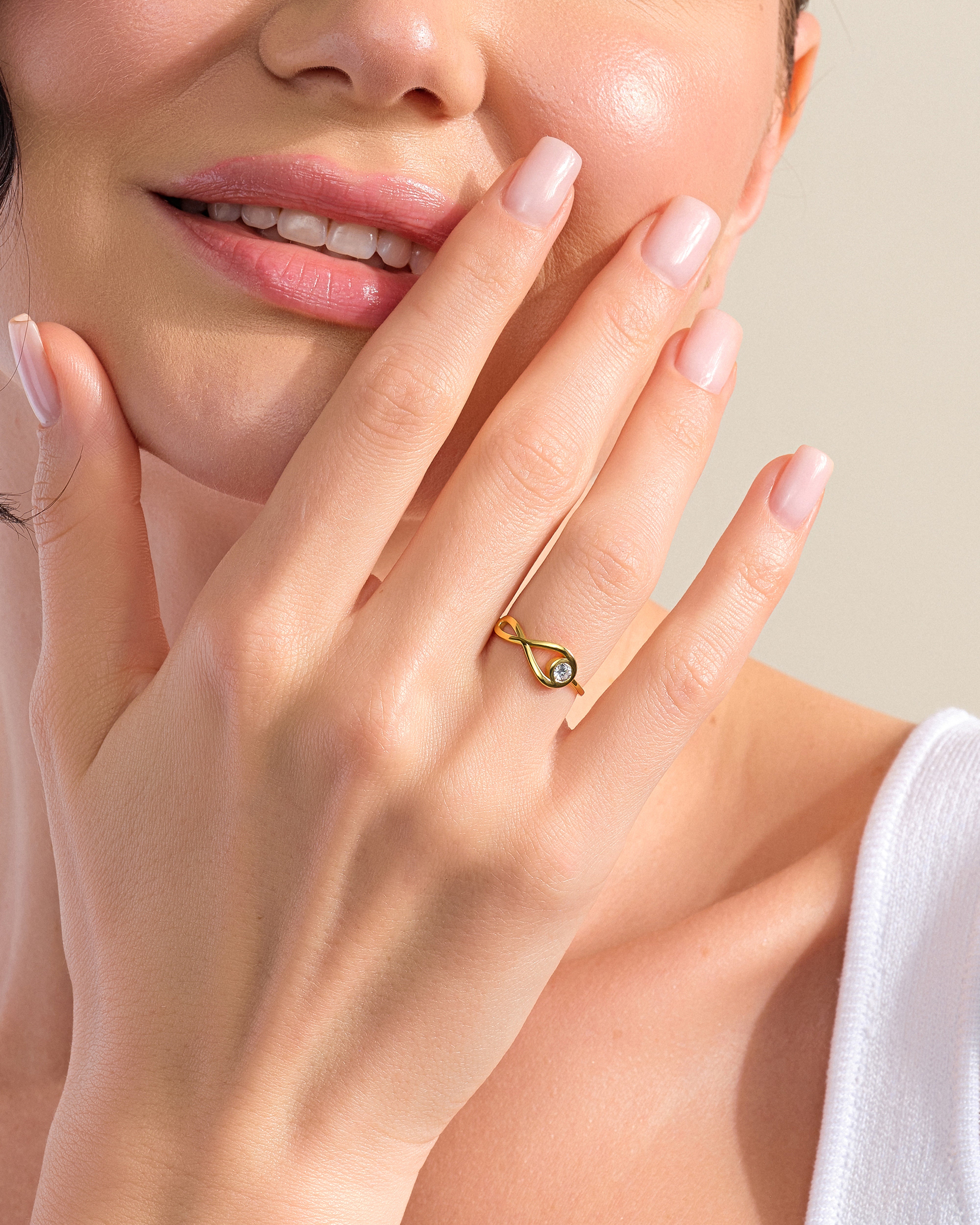 Infinity Solitaire Moissanite Promise Ring