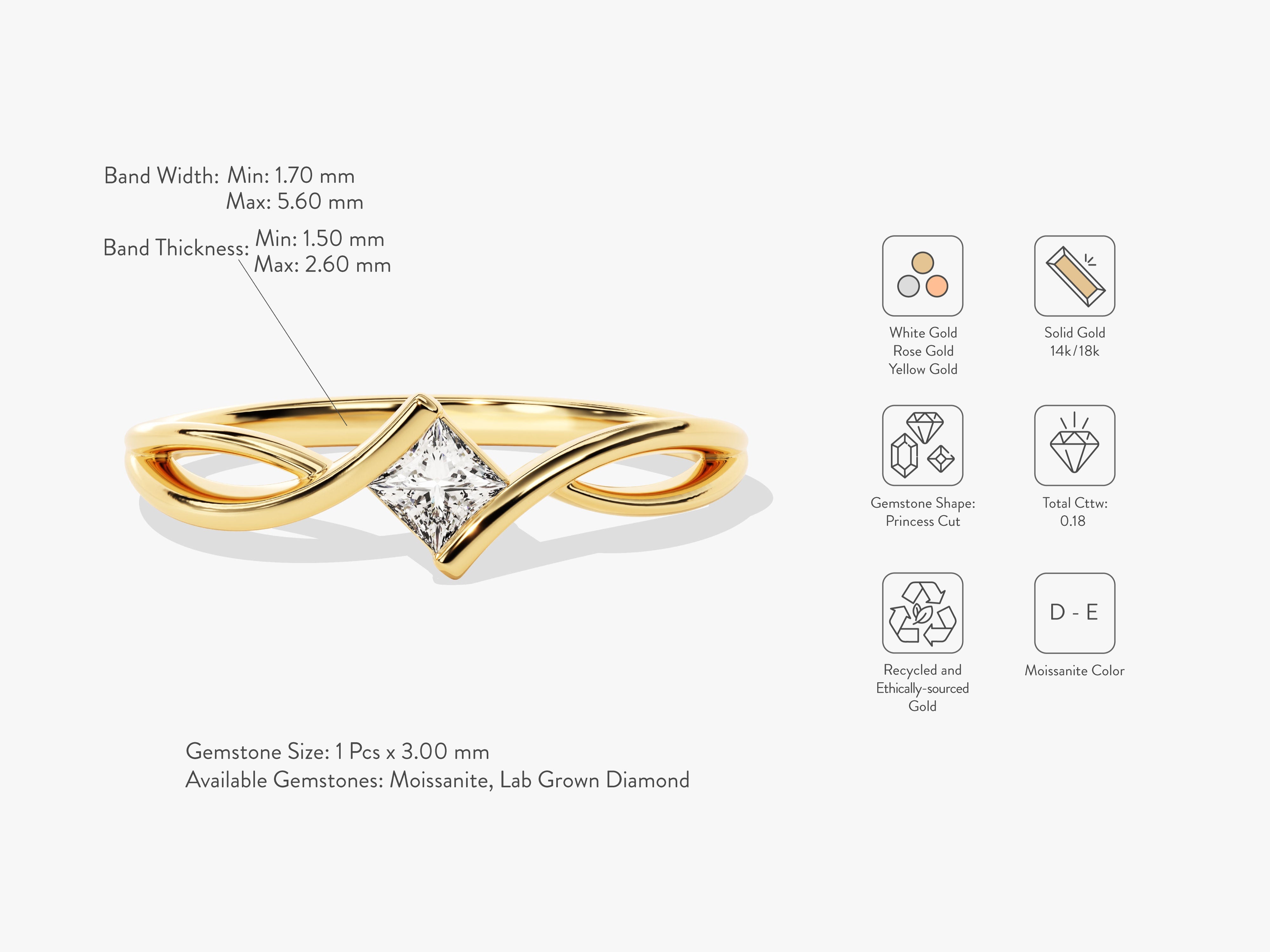 Gold ring with princess cut diamond, jewelry, engagement ring