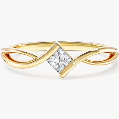 Prinzessin Moissanit Versprechensring mit gedrehter Ringschiene