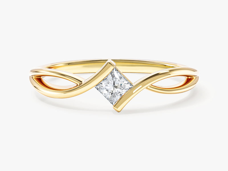 Twisted Band Princess Moissanite Promise Ring