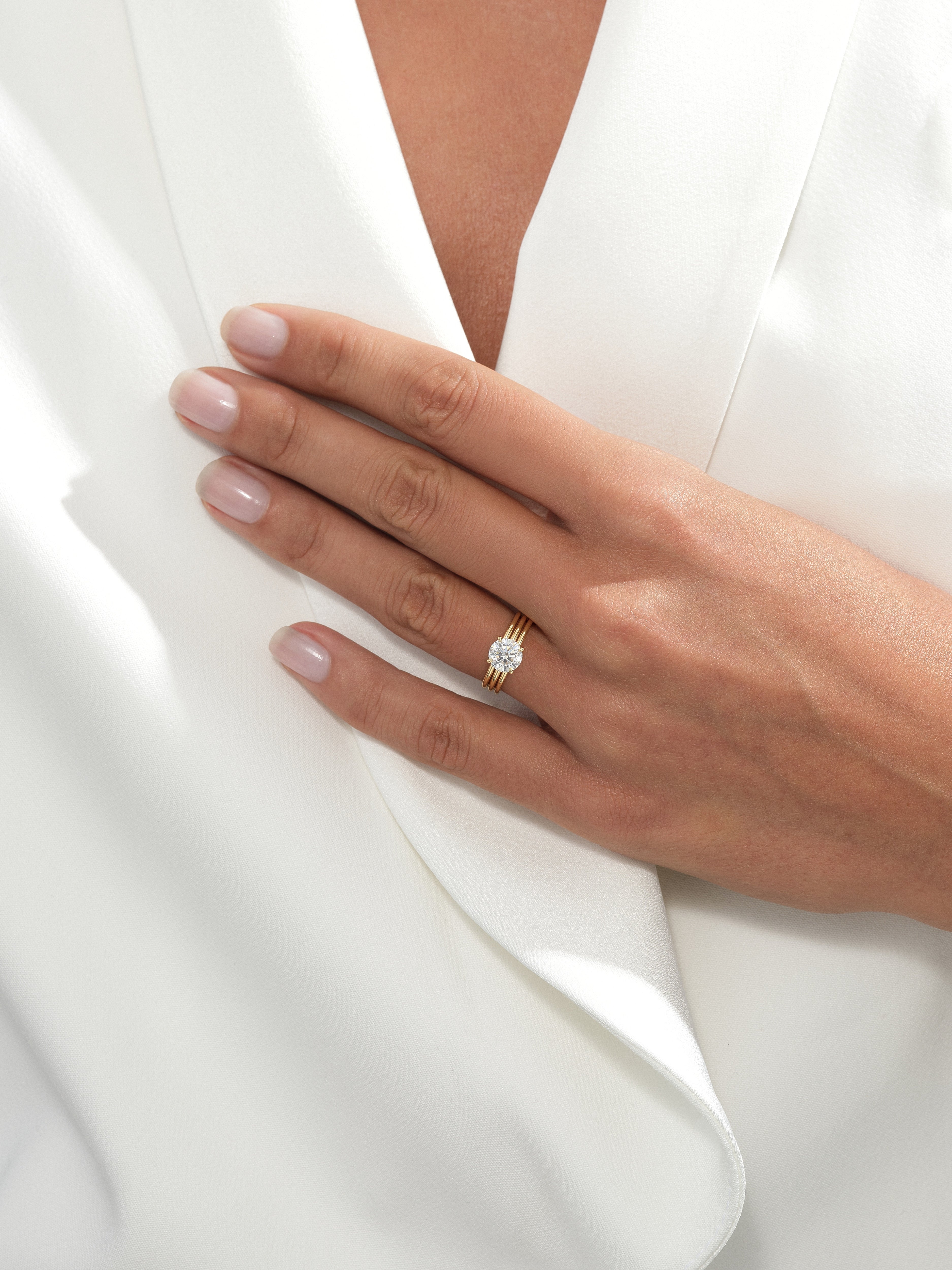 Triple Band Lab Grown Diamond Engagement Ring