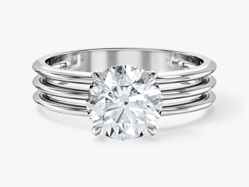 Diamond engagement ring with stacked band design