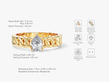 Gold curb chain ring with pear moissanite gemstone