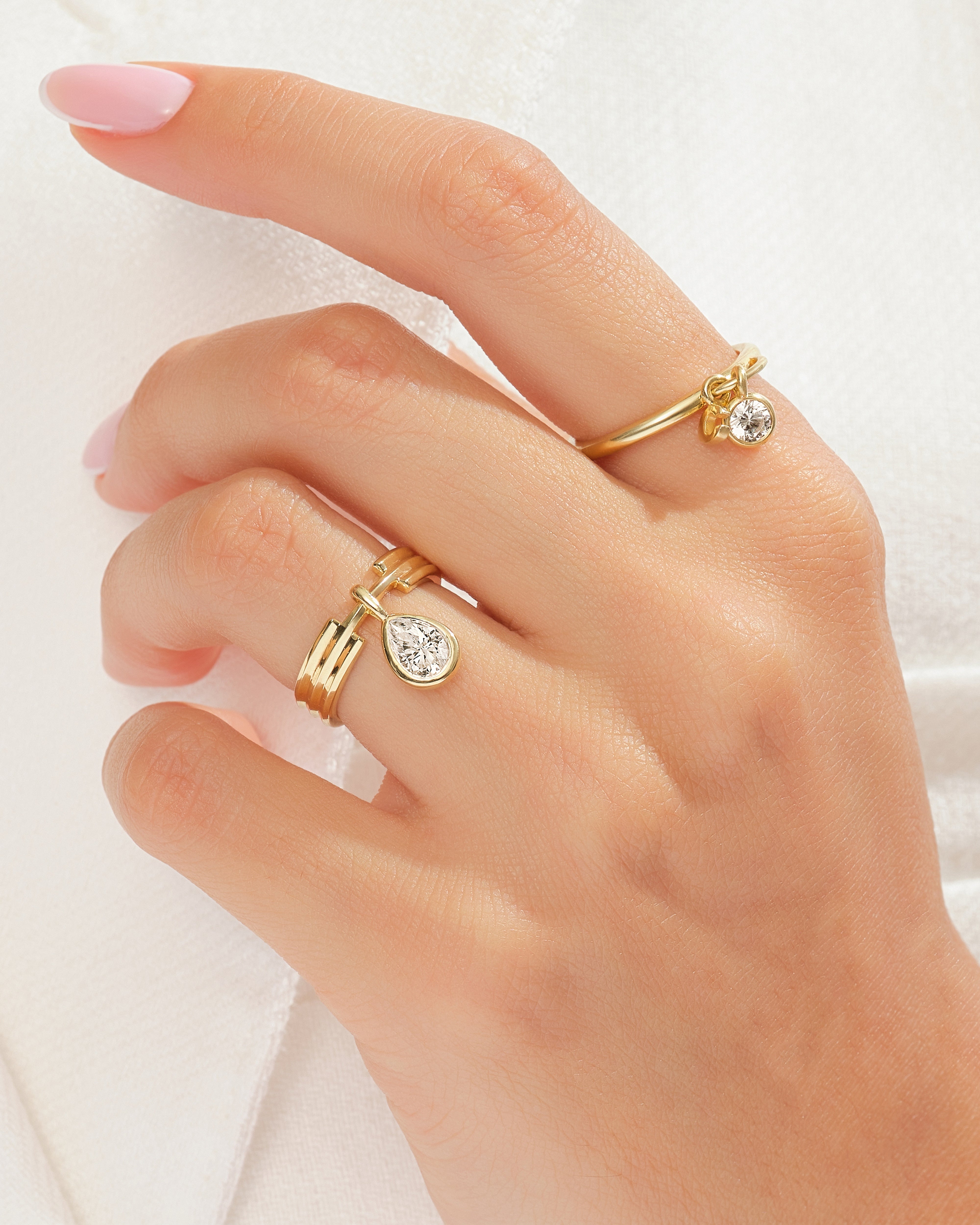 Initial Charm Birthstone Ring