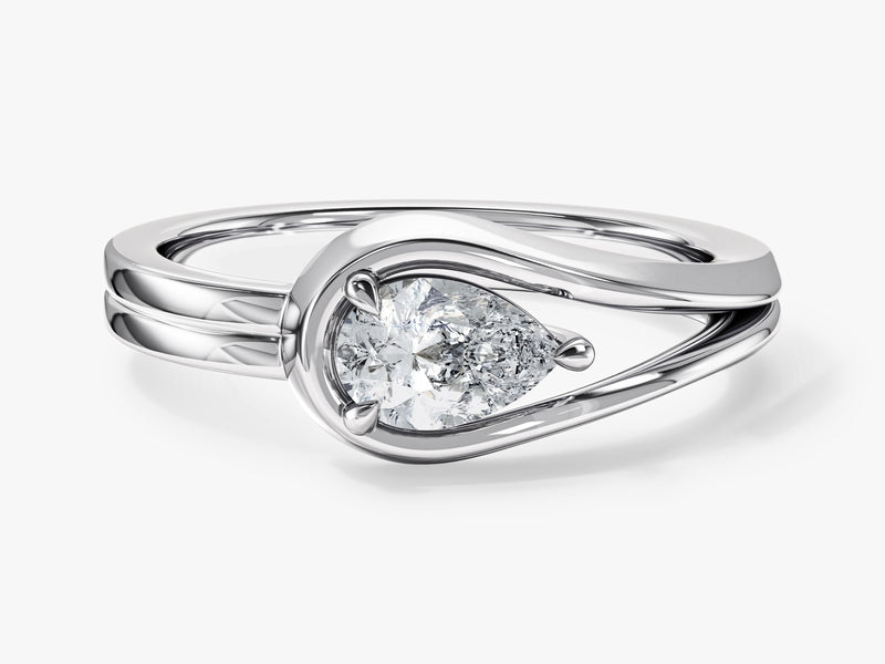 Pear cut diamond engagement ring in white gold