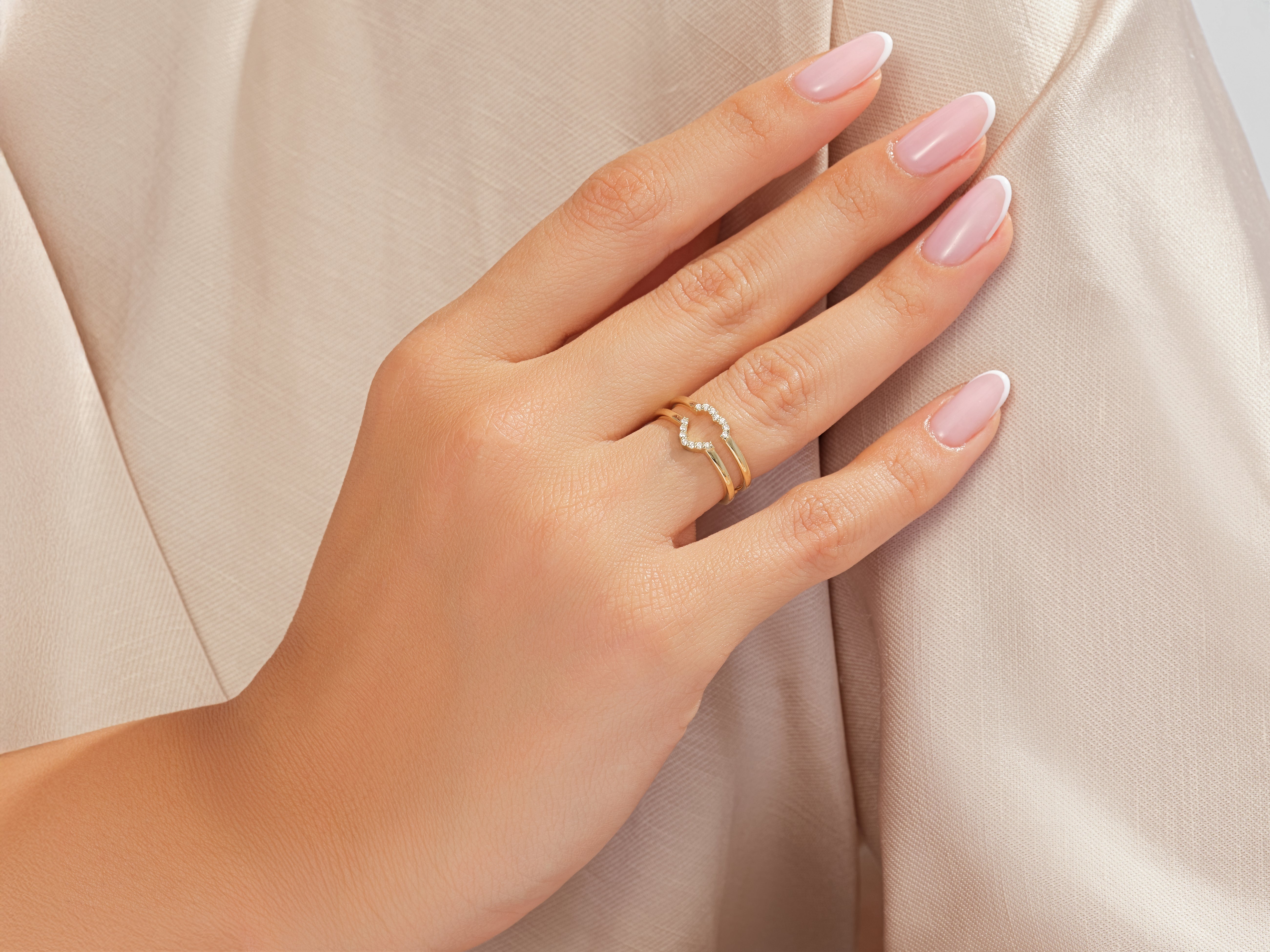 Trio Heart Lab Grown Diamond Engagement Ring
