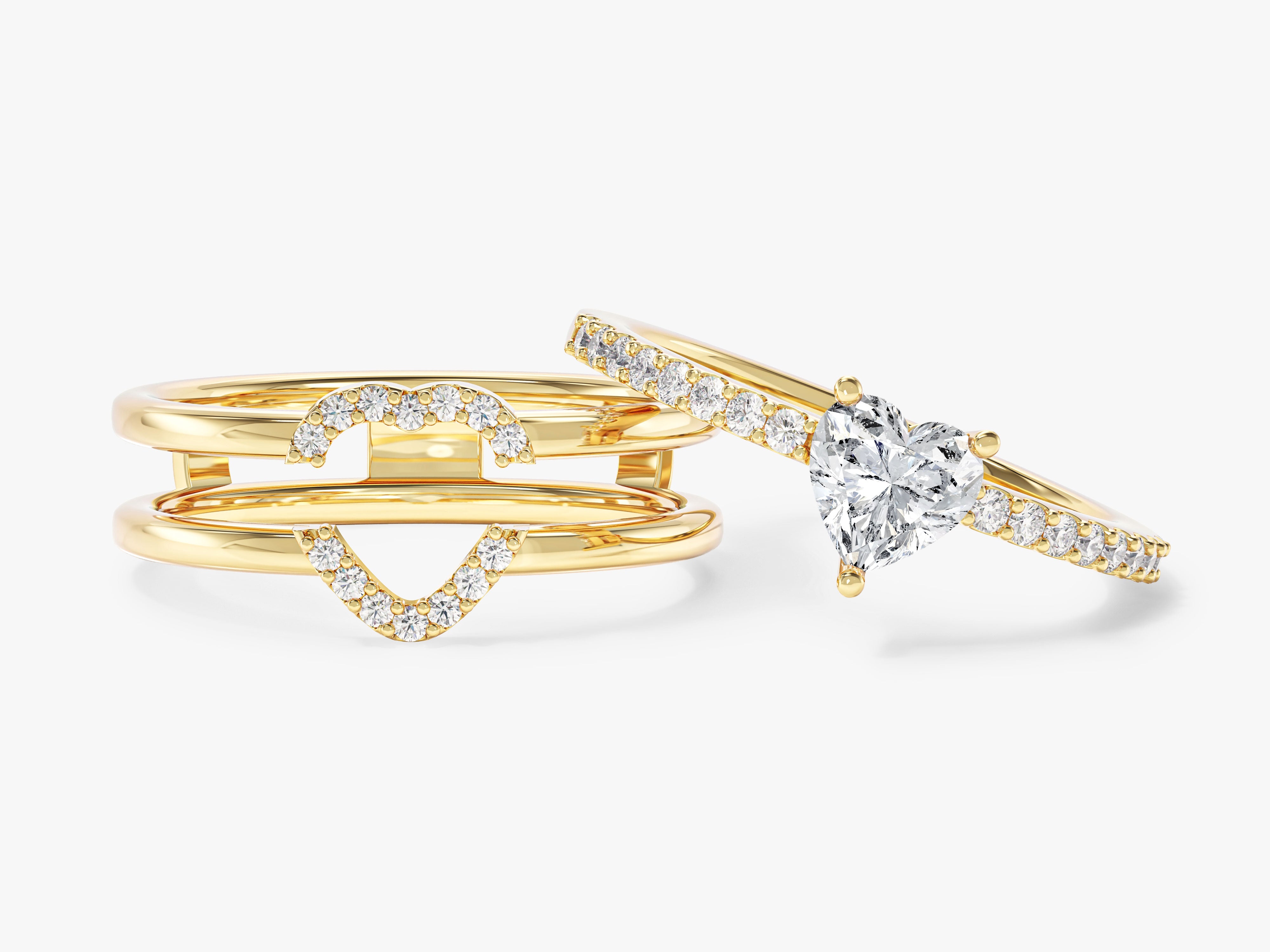 Trio Heart Lab Grown Diamond Engagement Ring