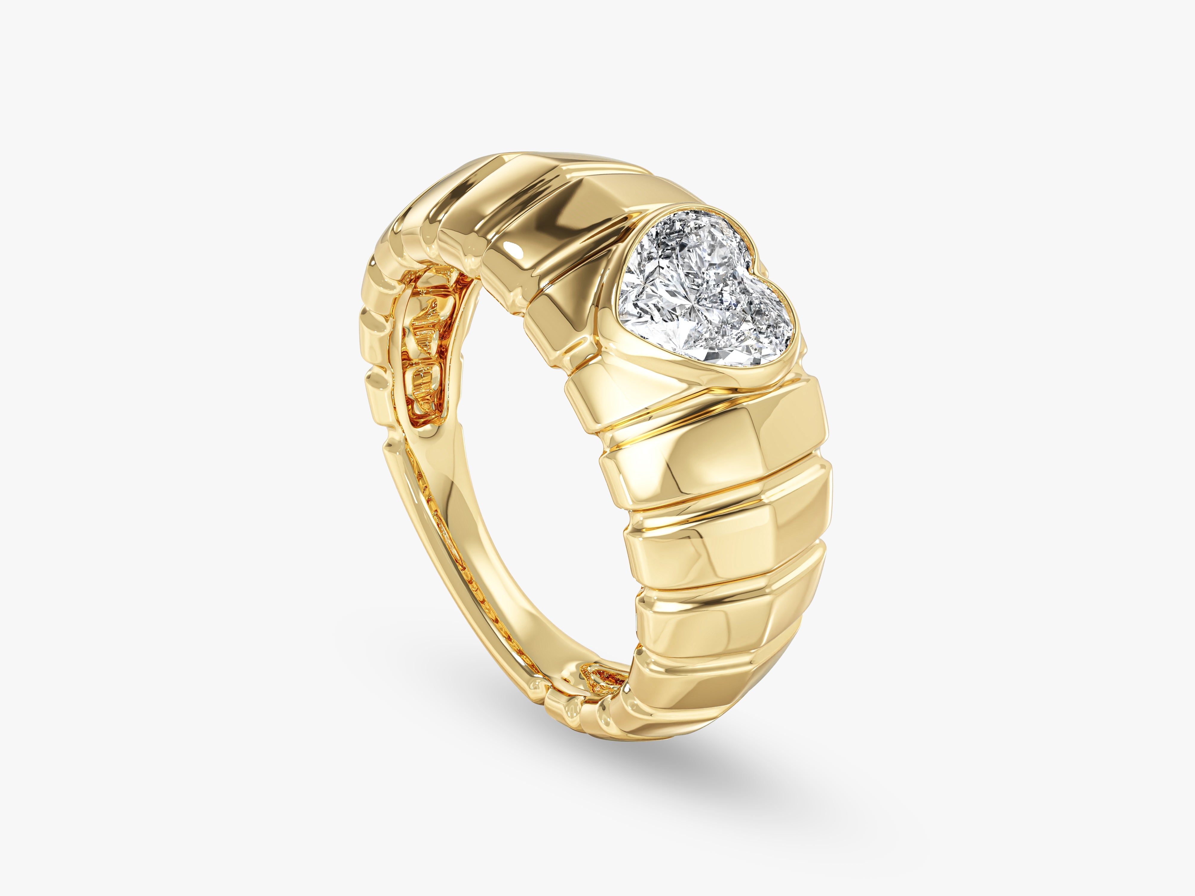 Dome Heart Lab Grown Diamond Engagement Ring