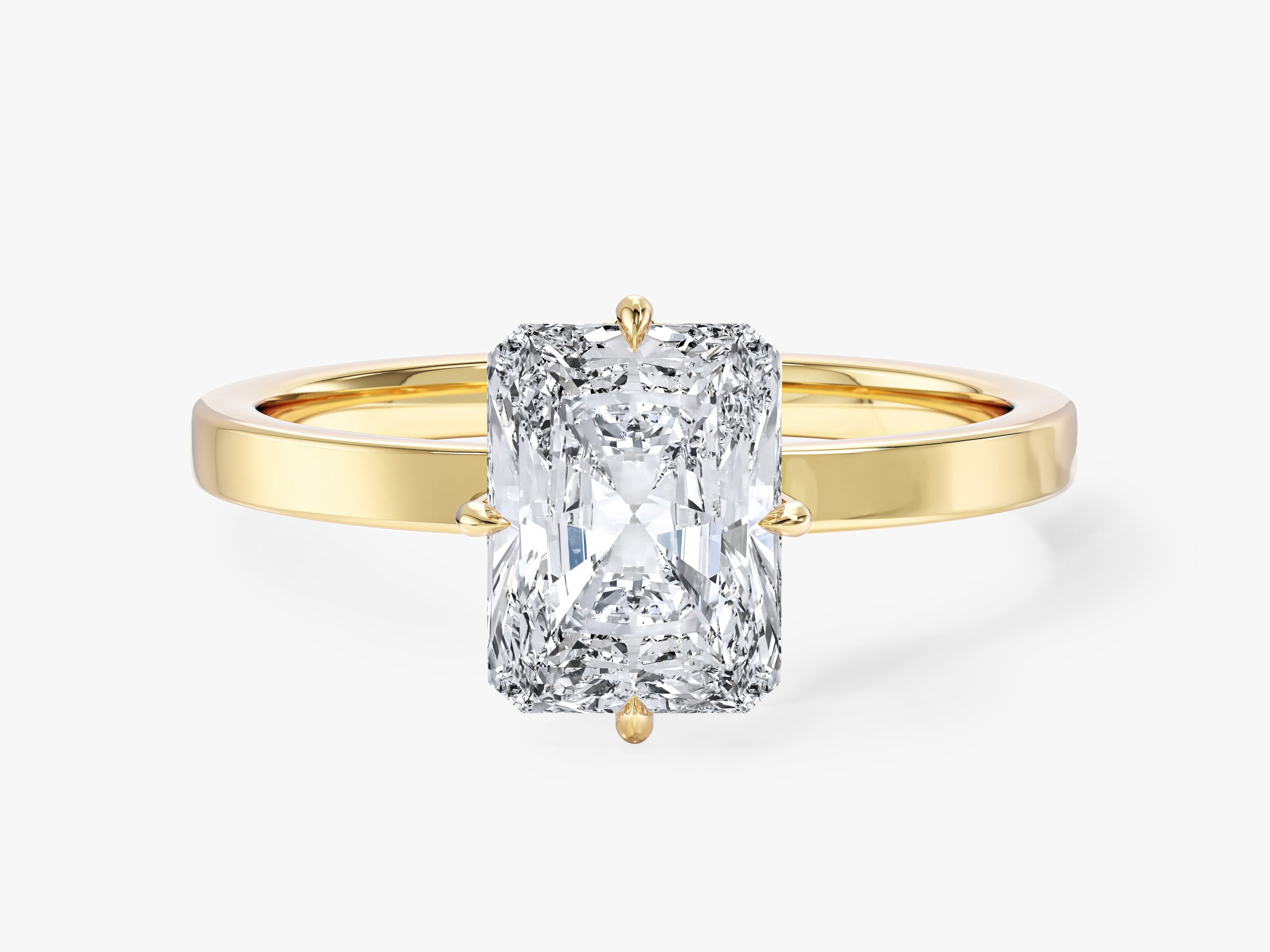 Radiant-Schliff Labordiamant Verlobungsring mit flacher Ringschiene