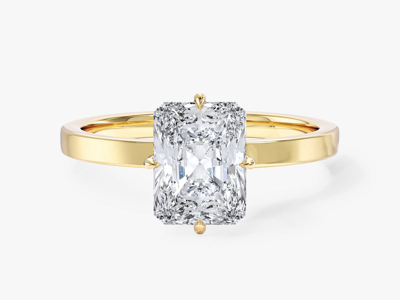 Radiant-Schliff Labordiamant Verlobungsring mit flacher Ringschiene