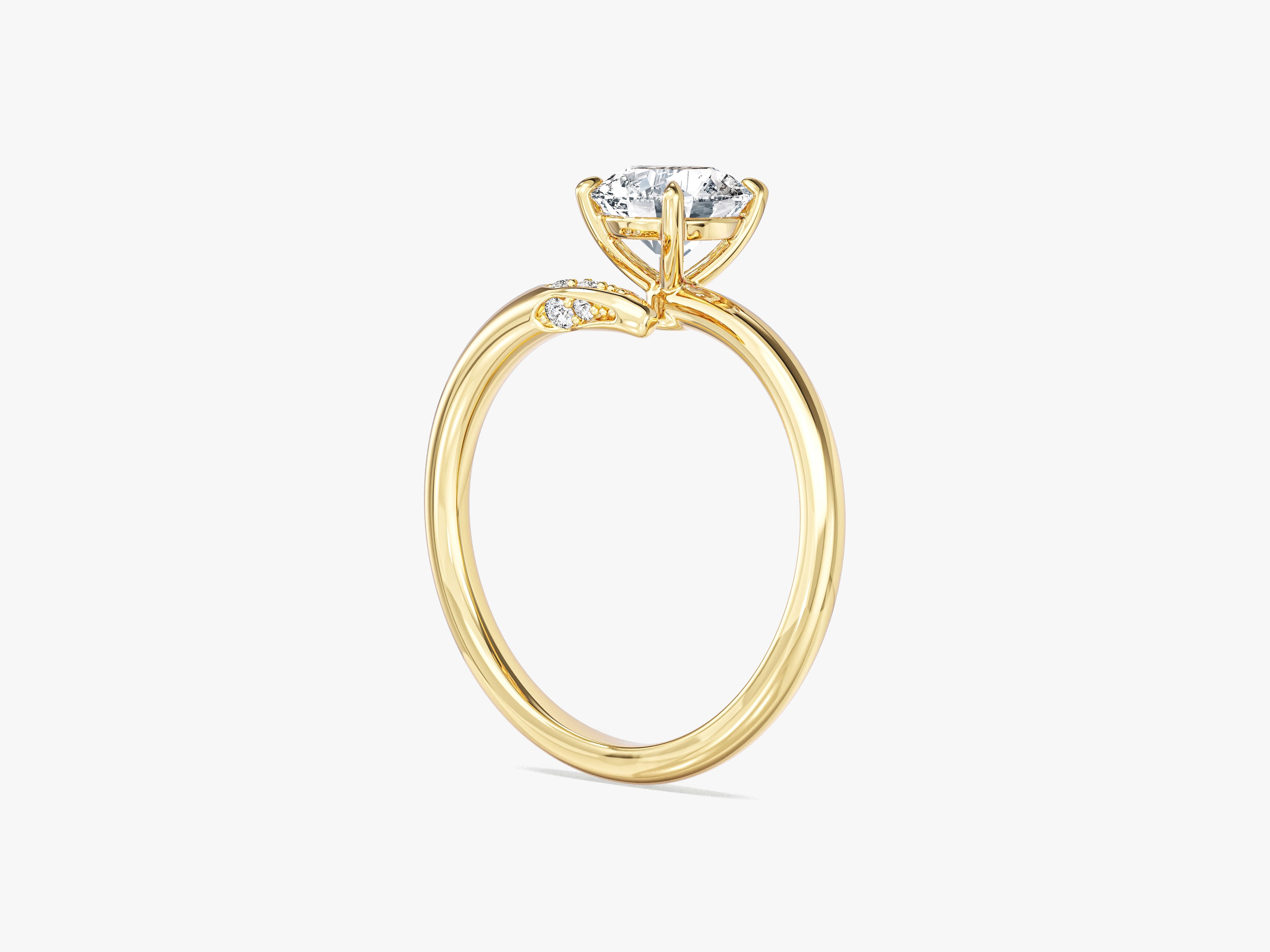 Round Cut Lab Grown Diamond Open Shank Engagement Ring