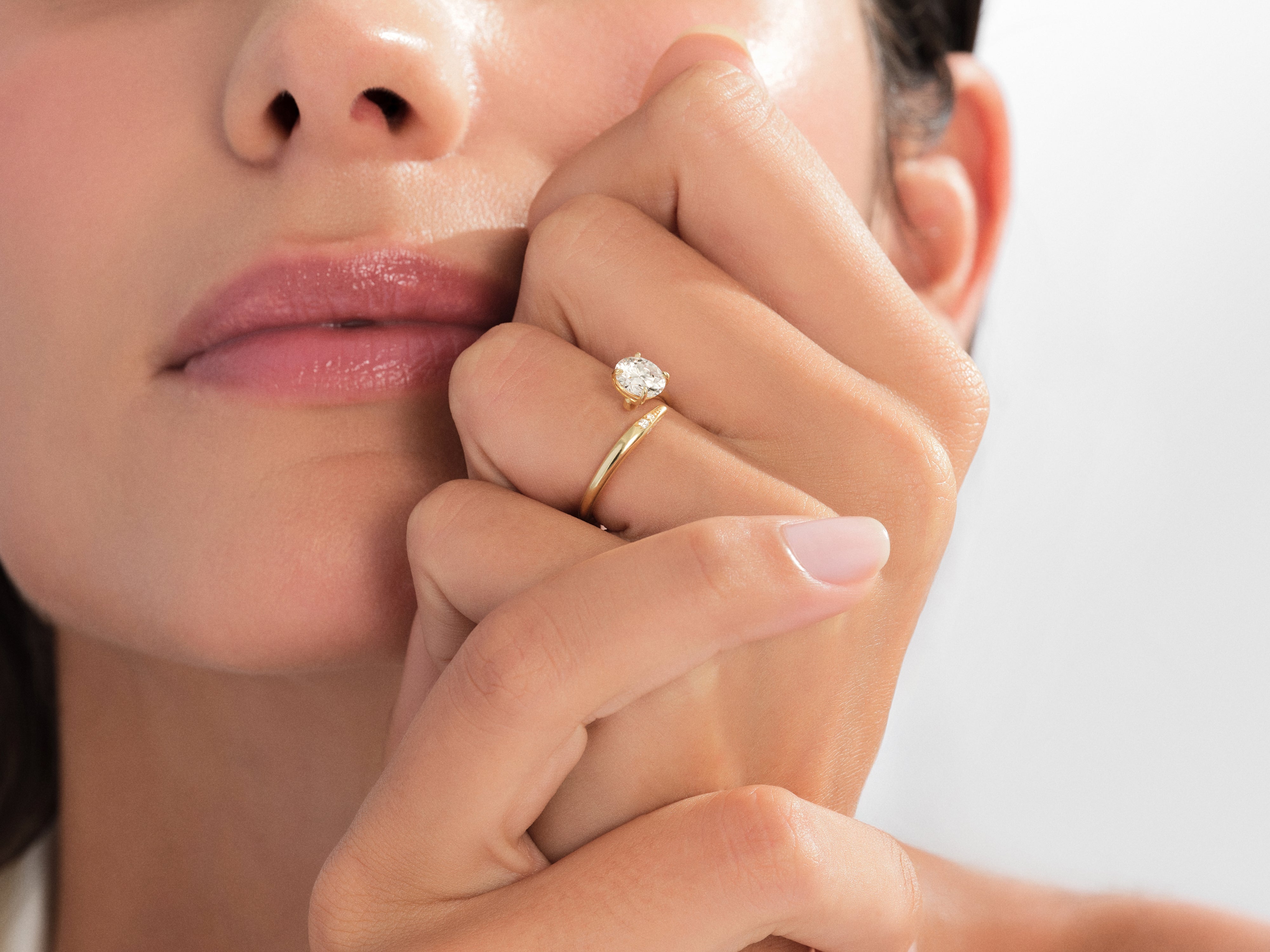 Round Cut Lab Grown Diamond Open Shank Engagement Ring